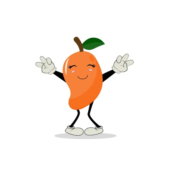 Mango Karakter Ontwerp Kawaii Mango Personages Vector Illustratie Van Leuke — Stockvector