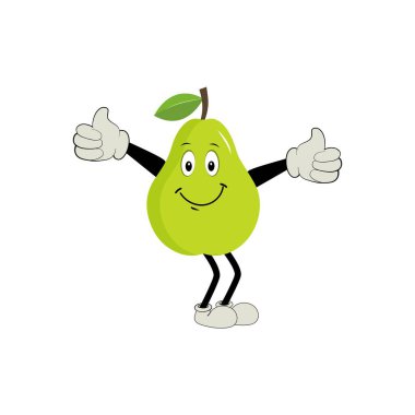 Armut meyve çizgi filmi. Farklı aksiyon ifadelerinde armut meyve karakterinin şirin vektör seti. Farklı ifadelerde armut karakterleri koleksiyonu, komik meyve maskotu..