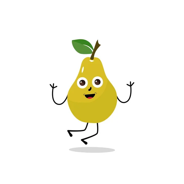 Birnenfrucht Karikatur Nettes Vektorset Mit Birnenfrucht Zeichen Verschiedenen Action Emoticons — Stockvektor