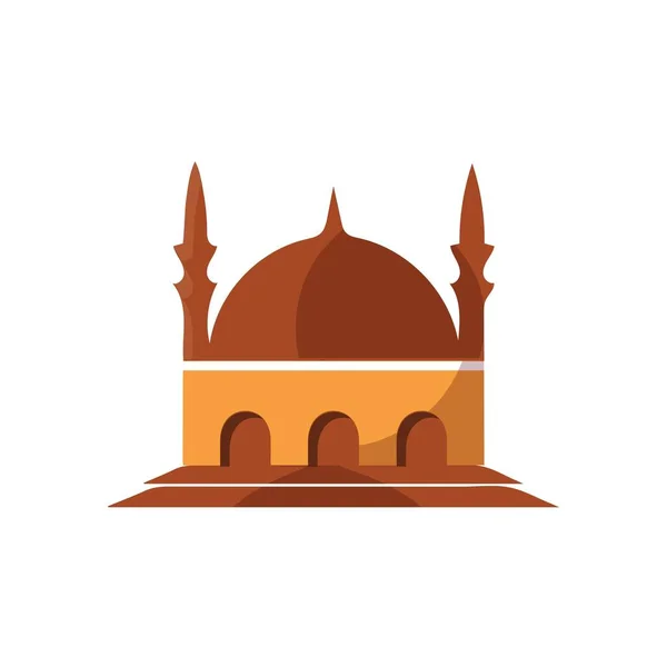 Мусульманська Мечеть Ізолювала Плоский Фасад Білому Тлі План Архітектурним Єктом — стоковий вектор