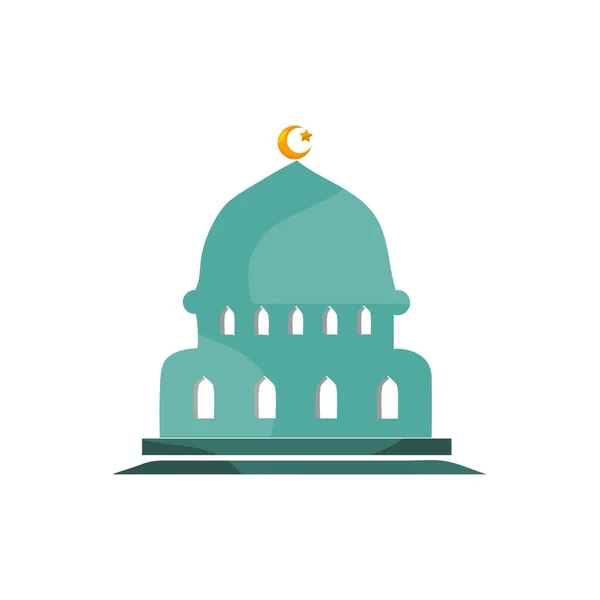 Mosquée Musulmane Isolée Façade Plate Sur Fond Blanc Appartement Avec — Image vectorielle