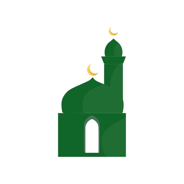 Mezquita Musulmana Aislada Fachada Plana Sobre Fondo Blanco Piso Con — Archivo Imágenes Vectoriales