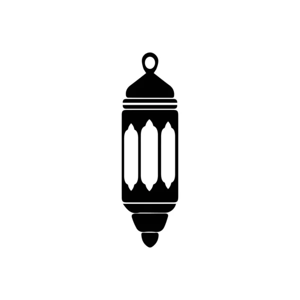 伊斯兰灯笼图解设计 伊斯兰轮廓装饰模板矢量 装饰伊斯兰斋月灯号 平面阿拉伯图标黑色和白色 — 图库矢量图片