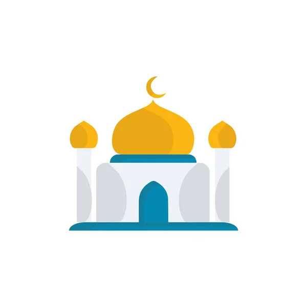 Moslim Moskee Geïsoleerde Platte Gevel Witte Achtergrond Vlak Met Schaduwen Vectorbeelden