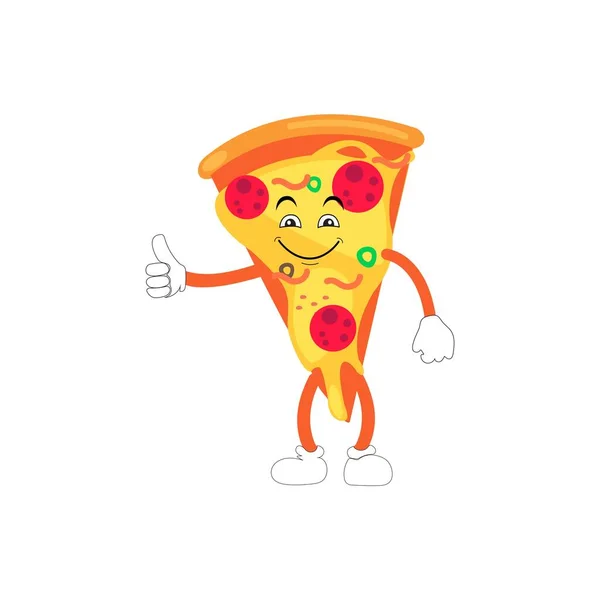 Pizza Cartoon Character Moderno Conjunto Plantillas Vectoriales Ilustraciones Mascotas Objeto — Archivo Imágenes Vectoriales