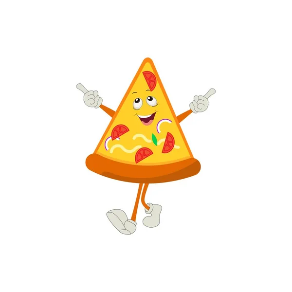 Pizza Cartoon Character Nowoczesny Wektor Szablon Zestaw Ilustracji Maskotki Koncepcja — Wektor stockowy