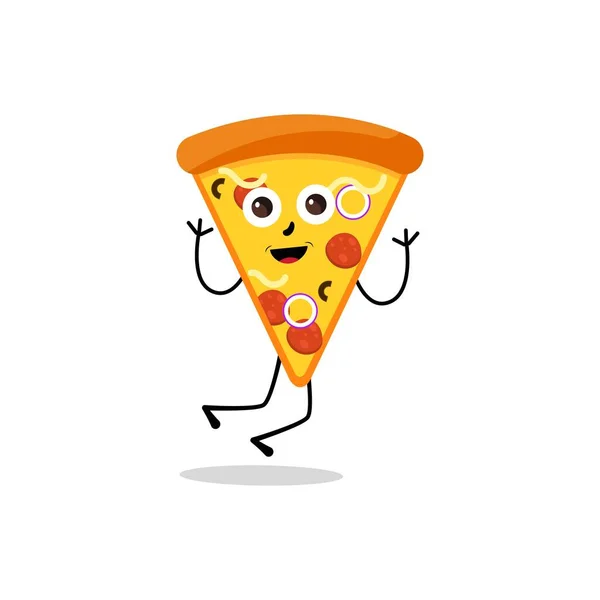 Pizza Cartoon Character Nowoczesny Wektor Szablon Zestaw Ilustracji Maskotki Koncepcja — Wektor stockowy
