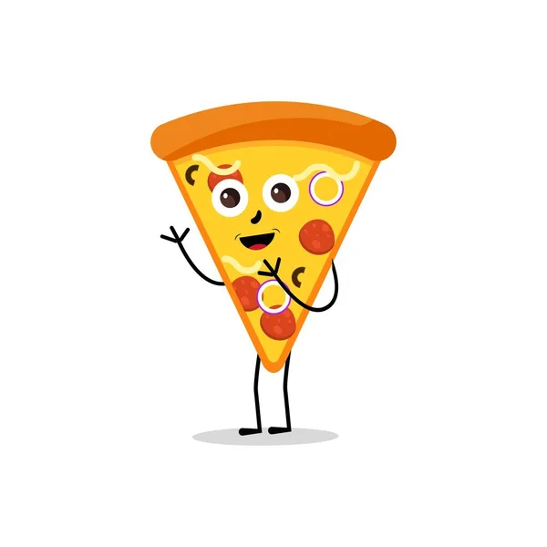 Pizza Cartoon Character Moderno Conjunto Plantillas Vectoriales Ilustraciones Mascotas Objeto — Vector de stock