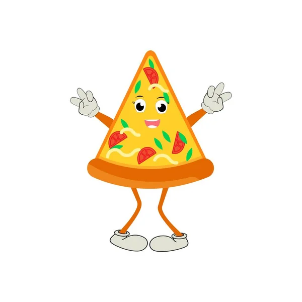 Pizza Cartoon Character Moderno Conjunto Plantillas Vectoriales Ilustraciones Mascotas Objeto — Archivo Imágenes Vectoriales