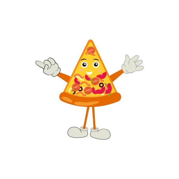 Pizza Cartoon Karakter Moderne Vector Template Set Van Mascotte Illustraties — Stockvector