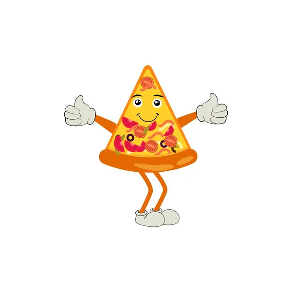 Pizza Cartoon Character Moderno Conjunto Plantillas Vectoriales Ilustraciones Mascotas Objeto — Vector de stock