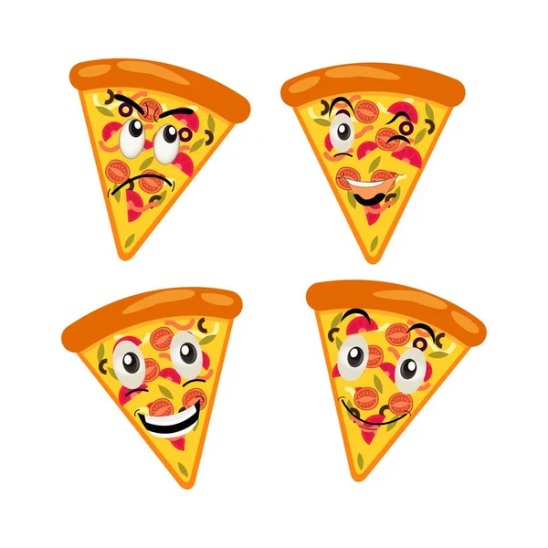 Pizza Postać Kreskówki Emocje Postaci Pizzy Twarz Ramiona Nogi Zabawne — Wektor stockowy