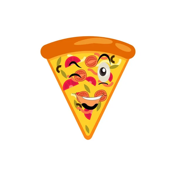 Caractère Dessin Animé Pizza Émotions Personnage Pizza Visage Bras Jambes — Image vectorielle