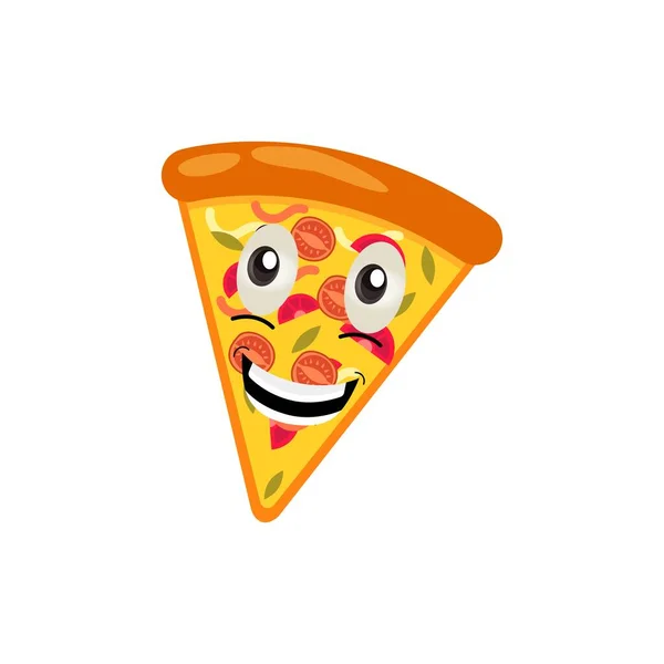 Pizza Personaje Dibujos Animados Pizza Carácter Emociones Cara Brazos Piernas — Vector de stock