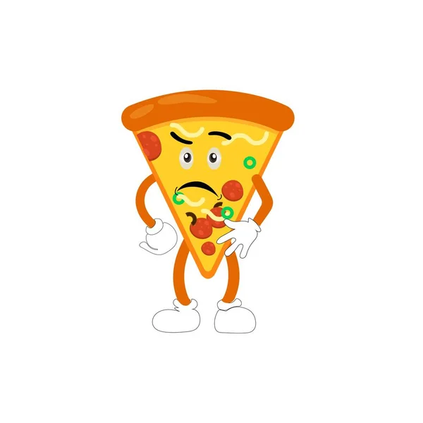 Caractère Dessin Animé Pizza Émotions Personnage Pizza Visage Bras Jambes — Image vectorielle