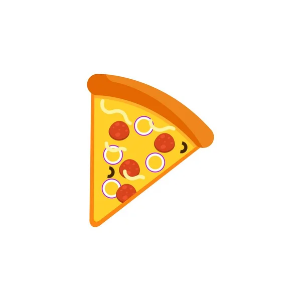 Pizza Skiva Ikon Vektor Pizzabit Med Smält Ost Bit Pepperonipizza — Stock vektor