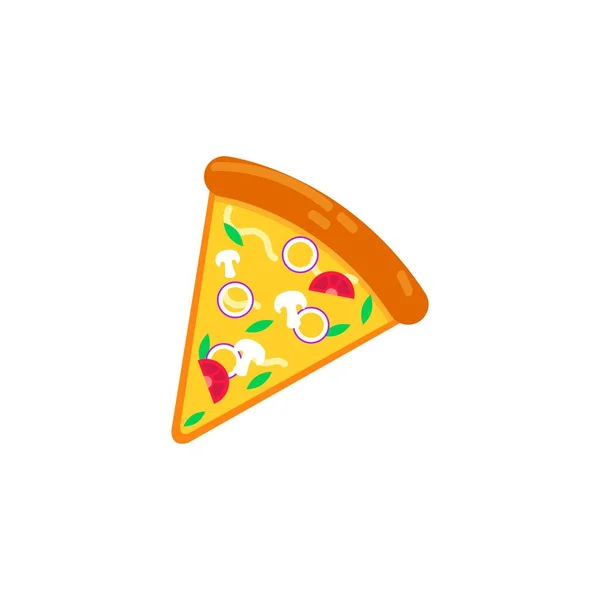 Pizza Skiva Ikon Vektor Pizzabit Med Smält Ost Bit Pepperonipizza — Stock vektor
