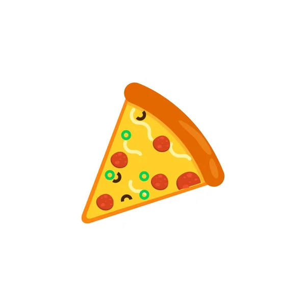 Вектор Иконок Пиццы Пицца Расплавленным Сыром Кусок Пиццы Пепперони Векторная — стоковый вектор