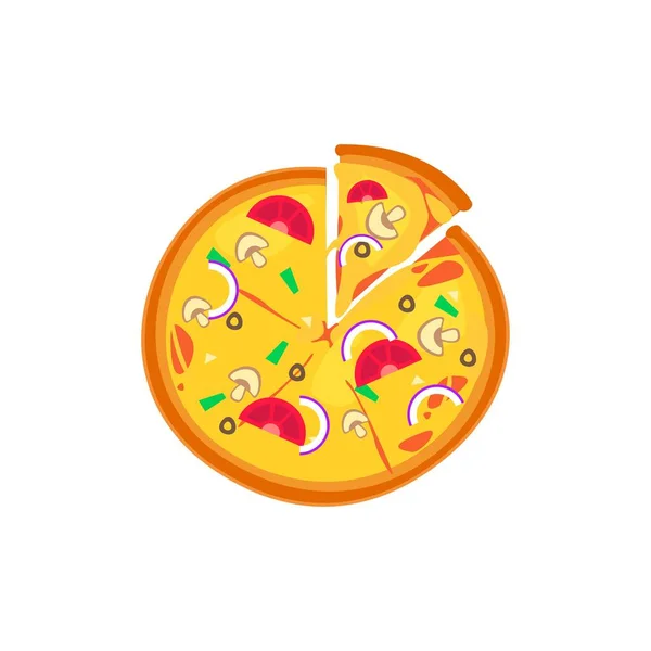 Wektor Ikony Plastra Pizzy Kawałek Pizzy Topionym Serem Kawałek Pizzy — Wektor stockowy