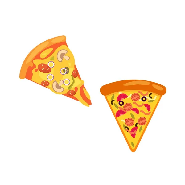 Pizza Icono Rebanada Vector Rebanada Pizza Con Queso Derretido Trozo — Vector de stock