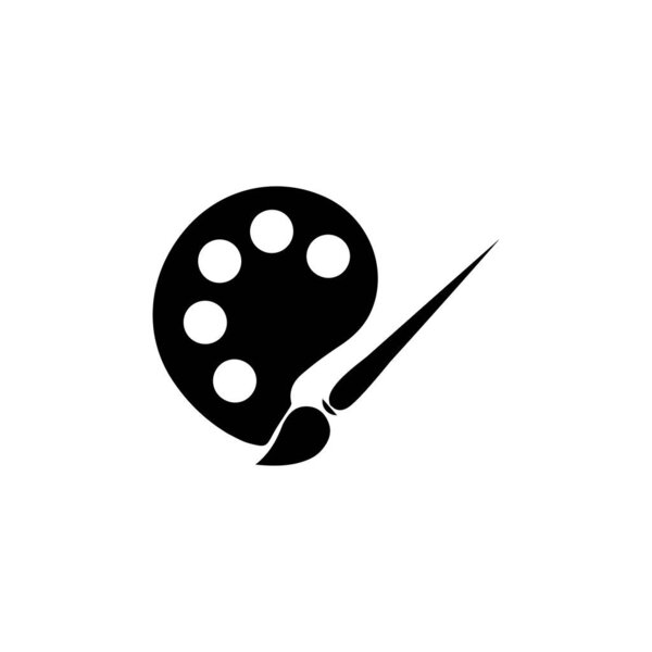 Palette icon, Art icon, vector illustration. Palette paintbrush black drawing icon vector.