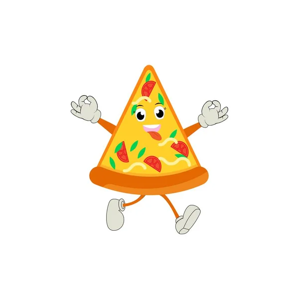 Pizza Cartoon Karakter Moderne Vector Template Set Van Mascotte Illustraties Stockillustratie