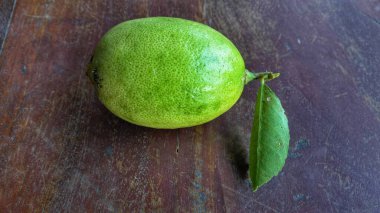 Yeşil yapraklı olgun limon meyvesi. Yeşil yapraklı limon meyvesi. Doğal limon meyvesi havada asılı durur. Taze sarı olgun limonlar.