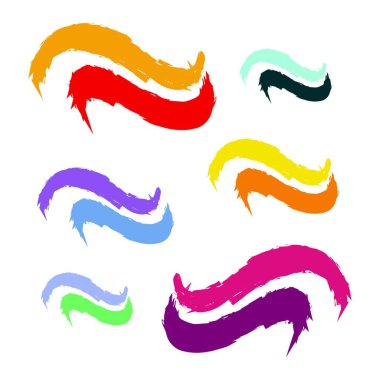 Renkli suluboya sıçramalar. Renkli vektör suluboya fırça darbeleri. Gökkuşağı renkleri suluboya boya. Vurgulanmış fırça darbeleri beyaz arkaplanda izole edilmiştir