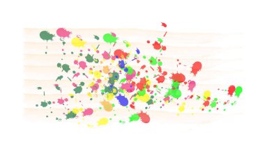 Gökkuşağı boyası arka planda. Holi boyasının rengarenk patlaması. Renkli suluboya sıçramalar. Parlak suluboya vektör noktaları. Suluboya Fırça Vuruşları Soyut.