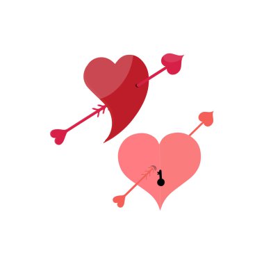 Romantik aşk unsurları. Sevgililer Günü 'nde güzel çizimler. Festival tasarımı için dekoratif aşk unsurları. Valentine ikon vektörü. Farklı romantik nesneler