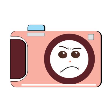 Kamera Retro Maskot Karakteri çizgi filmi, kamera maskotu gülümsüyor ve başparmakları havada. Vektör el çizimi resimleme