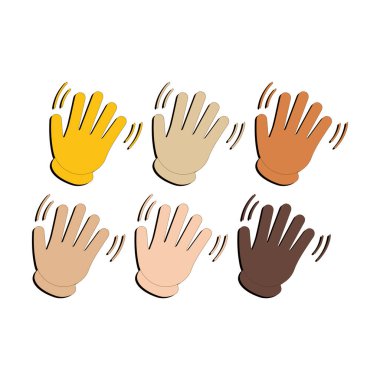 El ve Parmaklar Splayed Jest Simgesi. Kaldır elini emoji. Katlanmış Eller işareti, tüm ten rengi emojisi.
