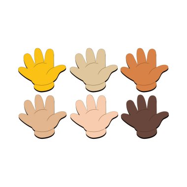 El ve Parmaklar Splayed Jest Simgesi. Kaldır elini emoji. Katlanmış Eller işareti, tüm ten rengi emojisi.