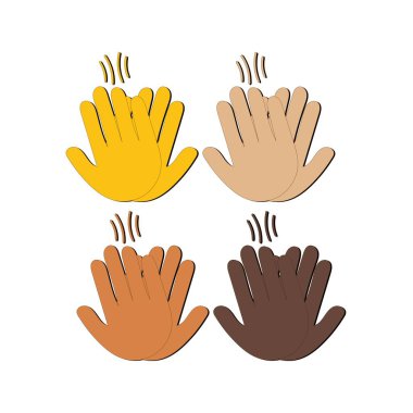 El ve Parmaklar Splayed Jest Simgesi. Kaldır elini emoji. Katlanmış Eller işareti, tüm ten rengi emojisi.