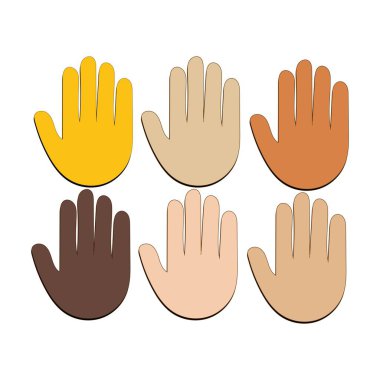 El ve Parmaklar Splayed Jest Simgesi. Kaldır elini emoji. Katlanmış Eller işareti, tüm ten rengi emojisi.