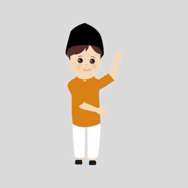 Ramazan Kareem 'in Müslüman çocuk karikatür çizimleri ve İslam kültürü, şirin genç Müslüman çocuk ifadeleri.