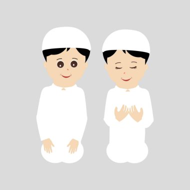 Ramazan Kareem 'in Müslüman çocuk karikatür çizimleri ve İslam kültürü, şirin genç Müslüman çocuk ifadeleri.
