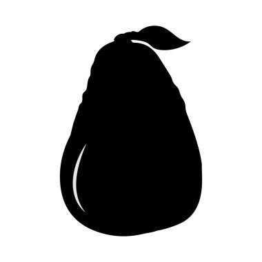 Avokado simgesi siyah illüstrasyon. Tek meyve ikonu ana hatlı siluet, beyaz arkaplan resimlerinde izole edilmiş sağlıklı gıda tasarımı