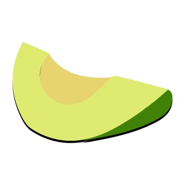 Avokado yemek ikonu. Avokado meyvesinin tamamı ve yarısı beyaz arka planda. Sağlıklı yaşam tarzı için yaz tropikal meyveler. Düz biçimli vektör illüstrasyonu