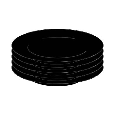 Tabak, beyaz arka planda bıçak ve çatalla izole edilmiş boş bir tabak. Uzun gölgeli plaka daire simgesi. Düz tasarım biçimi