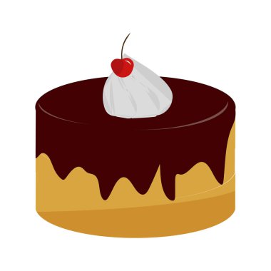 Çizgi film çocuk oyuncağı. Çeşitli renkli pasta dilimleri, kafes ve restoran tatlı tatlıları krem jöleli meyveler ve bisküviler. Vektör hamur işleri