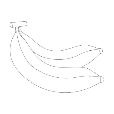 Muz siyah çizgisi ve siluet simgesi tasarım vektör çizimi, tek meyve, beyaz arkaplanda yaz sembolü.