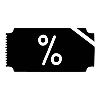 Siyah İndirim Kupon Simgesi vektörü, kupon. Barkod şeritli indirim kuponu.