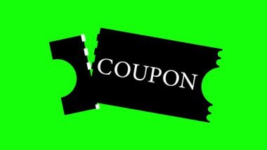 Siyah Kupon İndirimi Animasyon Yeşil Ekran. Siyah Kupon Canlandırması Döngüsü Şeffaf Arkaplan