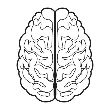 Düzenlenebilir felçli insan beyni simgesi, basit beyin diyagramı çizimi