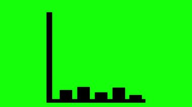 Yeşil ekran arkaplanındaki basit siyah-beyaz grafik grafik grafik çizelgesi, finansal çubuk grafiği kazancın arttığını gösteriyor.