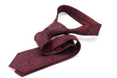 Çiçek desenli klasik kravat beyaz arka planda izole edilmiş tek bir nesne. 