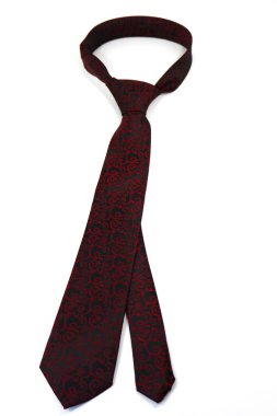 Çiçek desenli klasik kravat. Beyaz arka plan yakın plan görüntüsü. 