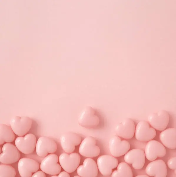 Kreativ Pastell Kärlek Komposition Gjord Hjärta Rosa Bakgrund Minimalt Koncept — Stockfoto