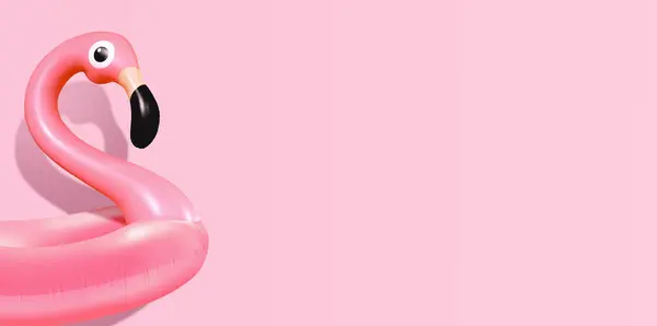 Trendy Zomer Compositie Gemaakt Van Roze Flamingo Opblaasbaar Fel Licht — Stockfoto